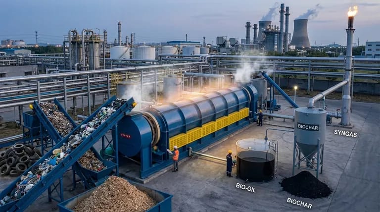 From Waste Collection to Electricity: An End-to-End Pyrolysis Conversion Process